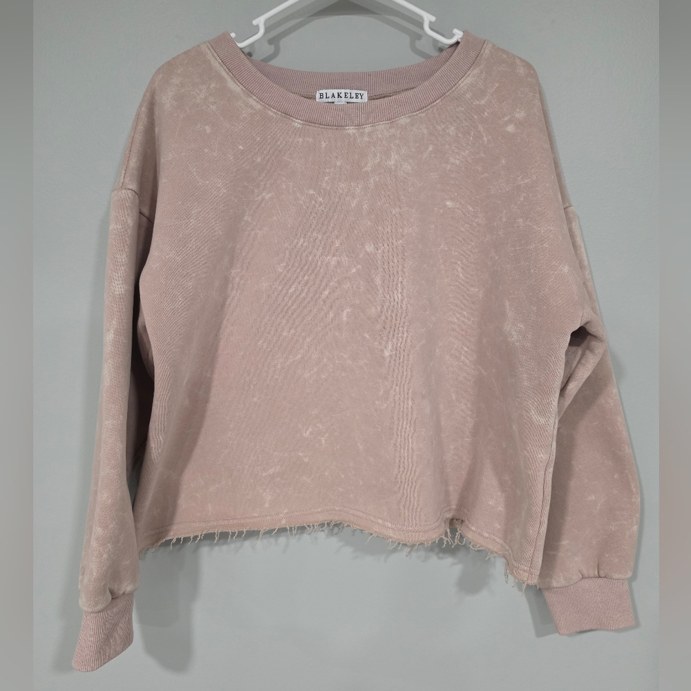 Blakely Dusty Pink Cropped Mineral-Wash Sweatshirt
